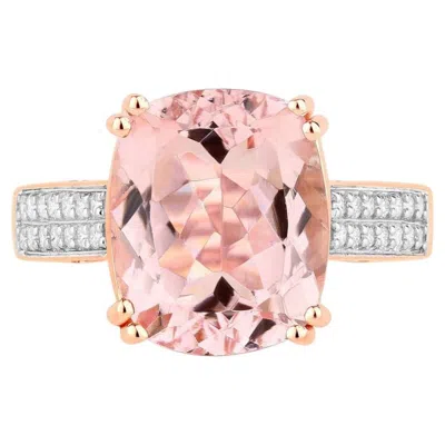 Pre-owned 1stdibs Morganite Ring With Diamonds 4.9 Carats 14k Rose Gold In Red
