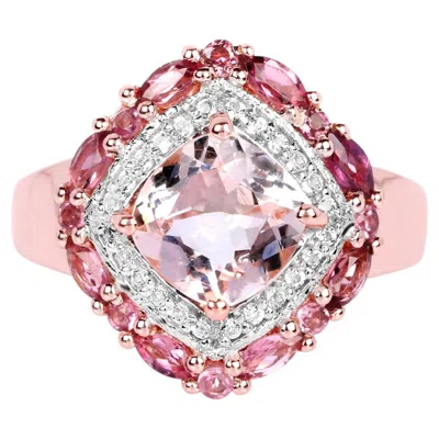 Pre-owned 1stdibs Morganite Ring With Pink Tourmaline 3.04 Carats Gold Plated Silver