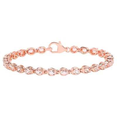 Pre-owned 1stdibs Morganite Tennis Bracelet 3.74 Carats 18k Rose Gold Plated Sterling Silver In Red