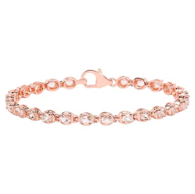 Pre-owned 1stdibs Morganite Tennis Bracelet 3.74 Carats 18k Rose Gold Plated Sterling Silver In Red