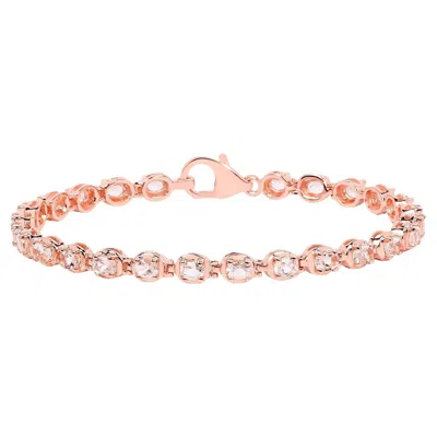 Pre-owned 1stdibs Morganite Tennis Bracelet 3.74 Carats 18k Rose Gold Plated Sterling Silver In Red