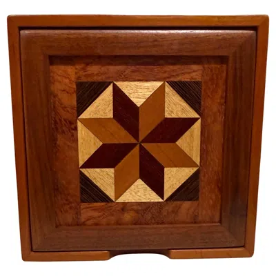 Pre-owned 1stdibs Mosaic Marquetry Decorative Box, Mixed Wood, Modern Design, Usa In Brown