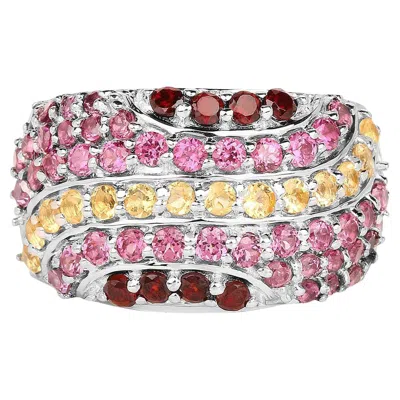 Pre-owned 1stdibs Multicolor Gemstone Ring Garnet Citrine Rhodolite 2.32 Carats Sterling Silver