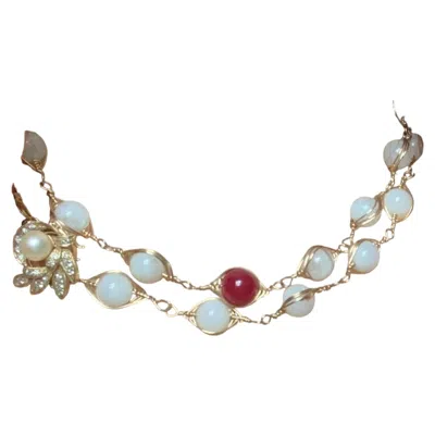 Pre-owned 1stdibs Multicolored Gemstone Diamond Pearl 18k Yellow Gold Long Necklace