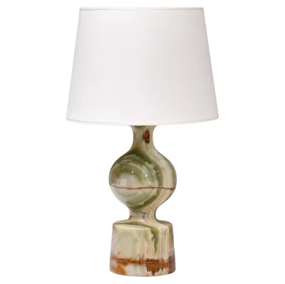 Pre-owned 1stdibs Multicolored Solid Onyx Table Lamp With Ivory Shade, Italy, 1970s In White