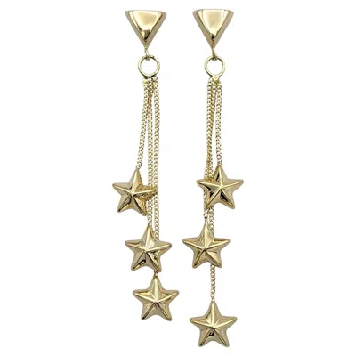 Pre-owned 1stdibs Multi-dimensional Tiered Star Trio Dangle Earrings In 14 Karat Yellow Gold