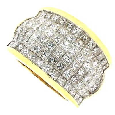 Pre-owned 1stdibs Mystery Set Diamond Dome Ring, 18k Gold Invisible Set Princess Cut 4.96ct In Multi