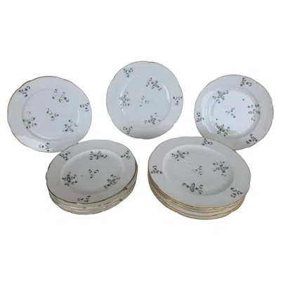 Pre-owned 1stdibs Nast In Paris, Set Of 12 Louis Xvi Porcelain Plates, 18th Century In Gray