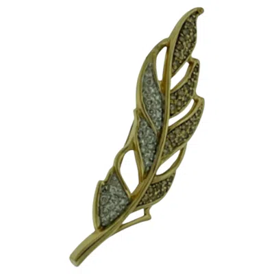 Pre-owned 1stdibs Natural 0.6 Carat Leaf Shaped Diamond 14 Karat Gold Pin Or Brooch In Multi
