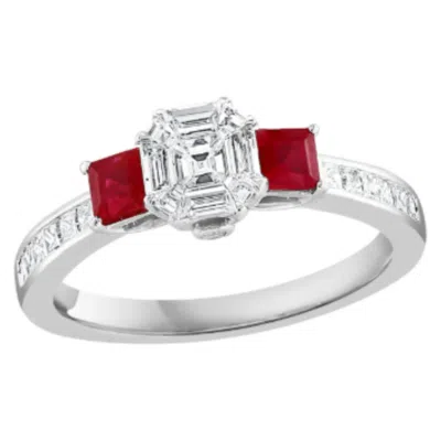 Pre-owned 1stdibs Natural 0.70 Carat Ruby & 0.75 Carat Diamond Ring In 18 Karat White Gold
