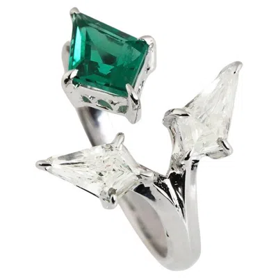 Pre-owned 1stdibs Natural 0.91cts Zambian Emerald High Quality & 1.09cts Diamond Ring In 18k Gold In Green