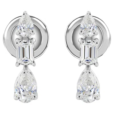 Pre-owned 1stdibs Natural 1.01 Carat Pear Emerald Diamond Drop Earrings In 18k White Gold