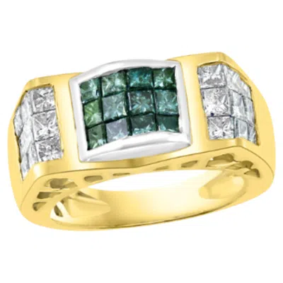 Pre-owned 1stdibs Natural 1.4 Carat Blue & White Diamond Ring In 14 Karat Yellow Gold