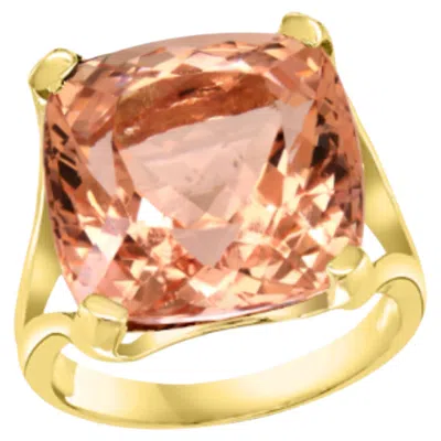 Pre-owned 1stdibs Natural 16 Carat Morganite Ring In 14 Karat Yellow Gold