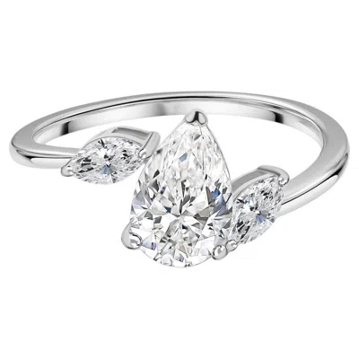 Pre-owned 1stdibs Natural 1.67 Carat Si Clarity Hi Color Three Stone Diamond Ring 18k White Gold