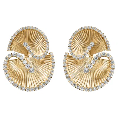 Pre-owned 1stdibs Natural 1.73 Carats Diamond Statement Stud Earrings Handmade 18k Yellow Gold