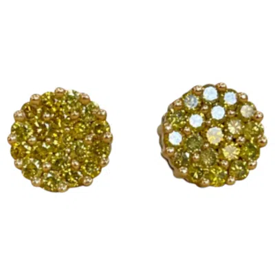 Pre-owned 1stdibs Natural 2 Carat Yellow Diamond Flower Stud Earrings 14 Karat White Gold