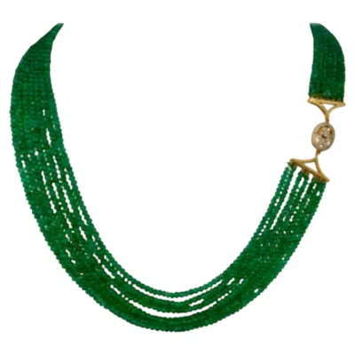Pre-owned 1stdibs Natural 200 Carat Emerald & Diamond Necklace In 18 Karat Yellow Gold