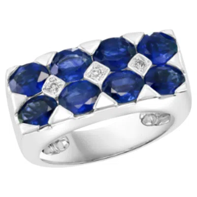 Pre-owned 1stdibs Natural 2.5 Carat Blue Sapphire & Diamond Cocktail Ring In 18 Karat White Gold