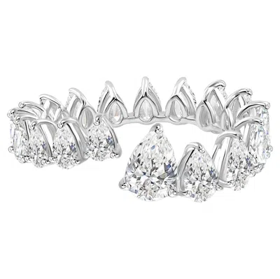 Pre-owned 1stdibs Natural 2.90 Carat Pear Cut Diamond Full Eternity Band Ring 18k White Gold