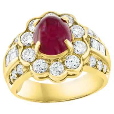 Pre-owned 1stdibs Natural 3.15 Carat Ruby & 1.79 Carat Diamond Ring In 18 Karat Gold In Multi