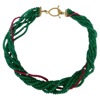 Pre-owned 1stdibs Natural 360 Carat Emerald, Ruby & Diamond Necklace In 18 Karat Yellow Gold