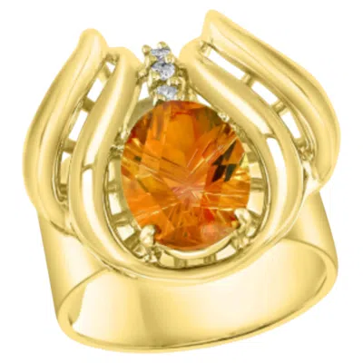 Pre-owned 1stdibs Natural 4 Carat Oval Citrine & Diamond Ring In 14 Karat Yellow Gold
