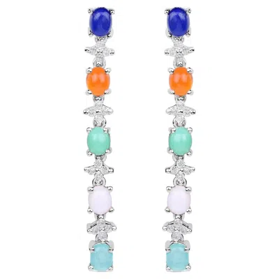 Pre-owned 1stdibs Natural 4.50 Carats Multicolor Gemstone Dangle Earrings