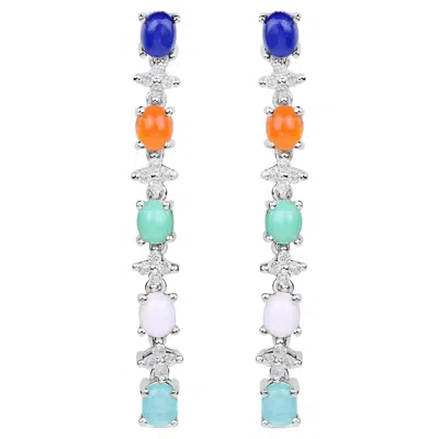 Pre-owned 1stdibs Natural 4.50 Carats Multicolor Gemstone Dangle Earrings