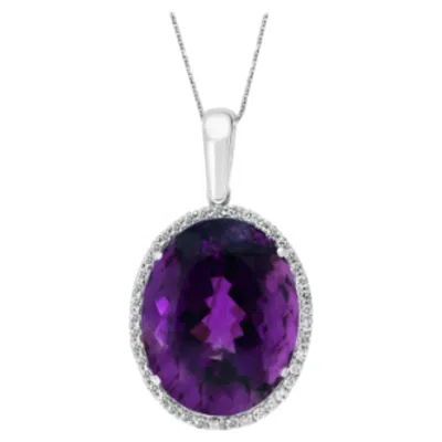 Pre-owned 1stdibs Natural 68 Carat Amethyst & 2.2 Carat Diamond Necklace 14 Karat White Gold