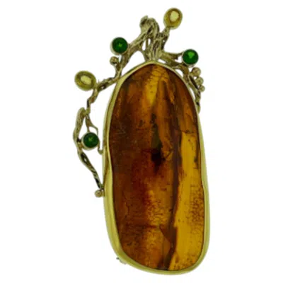 Pre-owned 1stdibs Natural Amber Tsavorite & Yellow Sapphire Necklace In 18 Karat Yellow Gold