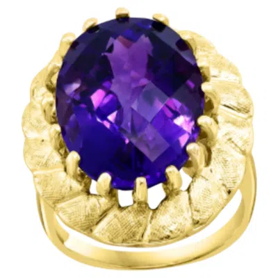 Pre-owned 1stdibs Natural Amethyst 10cts Ring In 14k Gold In Purple