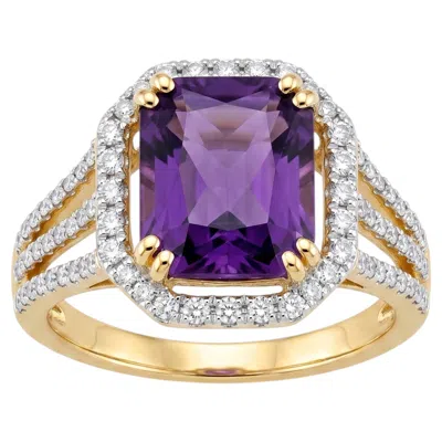 Pre-owned 1stdibs Natural Amethyst 2.65cts & Diamond 0.55cts Ring In 14k Gold In Purple