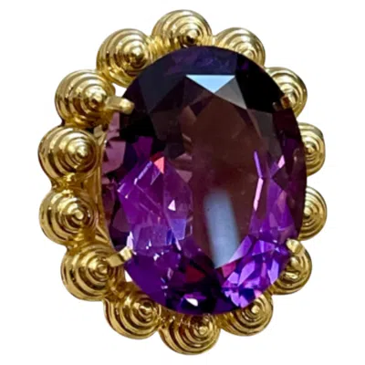 Pre-owned 1stdibs Natural Amethyst 50cts Ring In 18k Gold In Purple