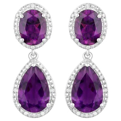 Pre-owned 1stdibs Natural Amethyst Dangle Earrings With Diamonds 8.45 Carats Total In Purple