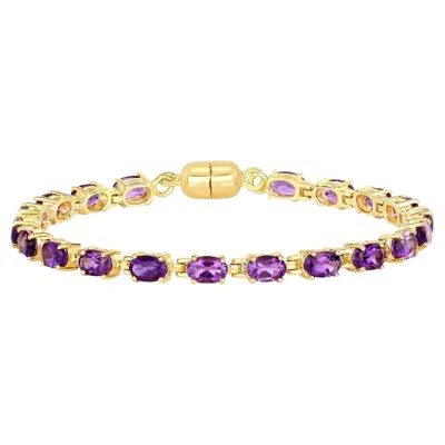 Pre-owned 1stdibs Natural Amethyst Tennis Bracelet 8.40 Carats 18k Yellow Gold Plated Silver