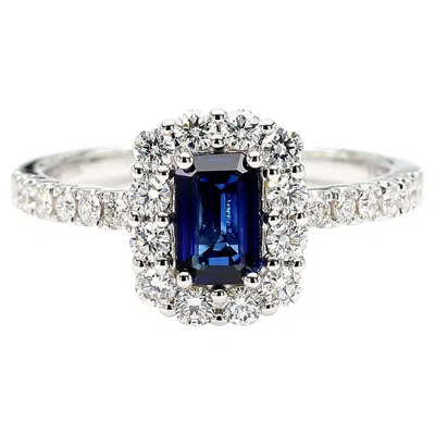 Pre-owned 1stdibs Natural Blue Emerald Sapphire And White Diamond 1.17 Carat Tw Gold Cocktail Ring
