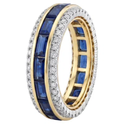 Pre-owned 1stdibs Natural Blue Sapphire 1.20cts & Diamond 0.40cts Ring In 18k Gold
