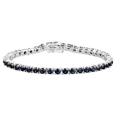 Pre-owned 1stdibs Natural Blue Sapphire Tennis Bracelet 8.34 Carats Sterling Silver