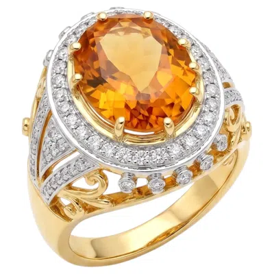 Pre-owned 1stdibs Natural Citrine 3.60cts & Diamond 1.0cts Ring In 18k Gold In Multi