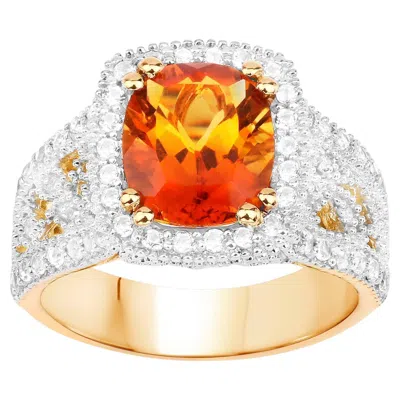 Pre-owned 1stdibs Natural Citrine Cocktail Ring With White Topazes 3.70 Carats Total