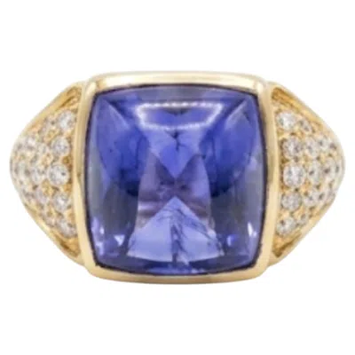 Pre-owned 1stdibs Natural Diamond 0.62cts & Tanzanite 10.90cts Ring In 14k Gold In Multi