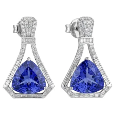 Pre-owned 1stdibs Natural Diamond & Tanzanite Earring In 14k Gold In Multi