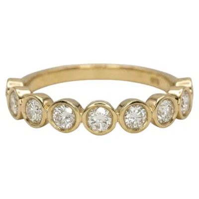 Pre-owned 1stdibs Natural Diamond Bezel Half Eternity Wedding Band In 14k Yellow Gold
