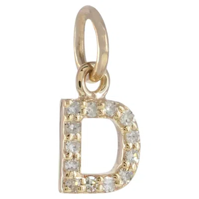 Pre-owned 1stdibs Natural Diamond Solid 14k Yellow Gold Fine Jewelry D Letter 6 Mm Pendant