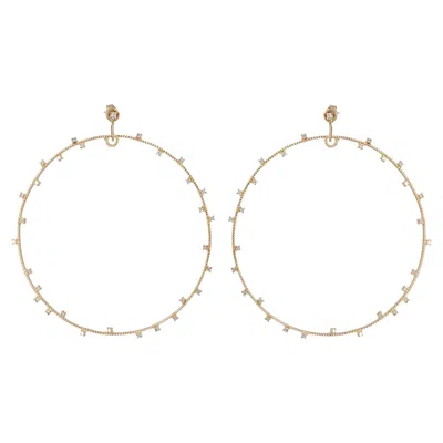 Pre-owned 1stdibs Natural Diamond Solid 14k Yellow Gold Hoop Earrings Handmade Fine Jewelry