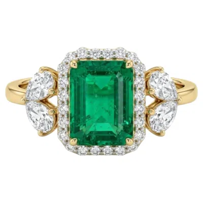 Pre-owned 1stdibs Natural Emerald 2.06cts & Diamond 1.02cts Ring In 18k Gold In Green