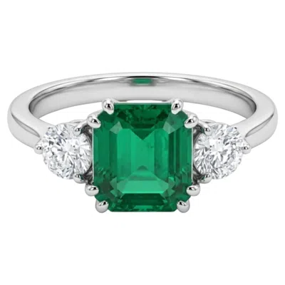 Pre-owned 1stdibs Natural Emerald & Diamond Ring In 14k Gold In Green