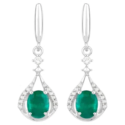 Pre-owned 1stdibs Natural Emerald Earrings With Diamonds 0.66 Carats 14k White Gold