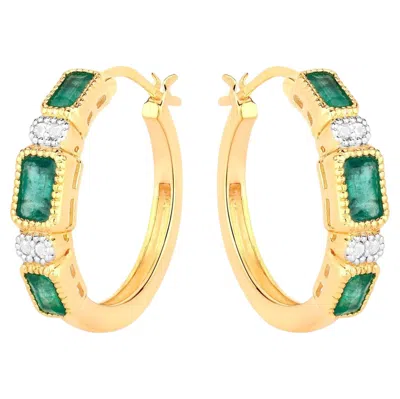 Pre-owned 1stdibs Natural Emerald Earrings With White Topaz 2.34 Carats Gold Plated Silver